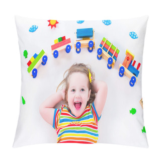 Personality  Little Girl With Wooden Train Pillow Covers