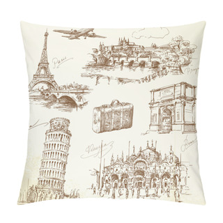 Personality  Travel Over Europe Pillow Covers