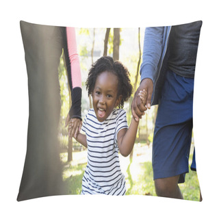 Personality  African Girl Holding Parents Hands Pillow Covers