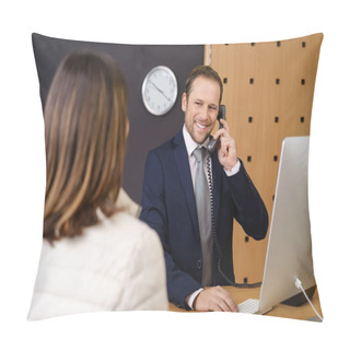 Personality  Hotel Manager Receiving Phone Call Pillow Covers