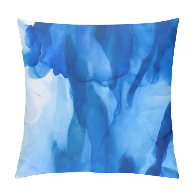 Personality  blue splashes of alcohol ink as abstract background pillow covers