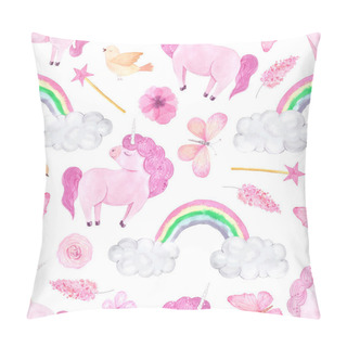 Personality  Seamless Pattern With Watercolor Unicorns Pillow Covers