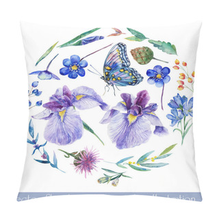 Personality  Vector Set Of Different Blue, Lilac Flowers For Design. Pillow Covers