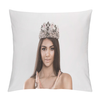 Personality  Beauty Dark Queen Bride With Silver Crown Smiling Pillow Covers