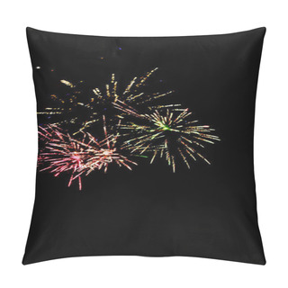 Personality  Colorful Traditional Fireworks In Dark Night Sky, Isolated On Black Pillow Covers