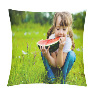 Personality  Girl Eating Watermelon Pillow Covers