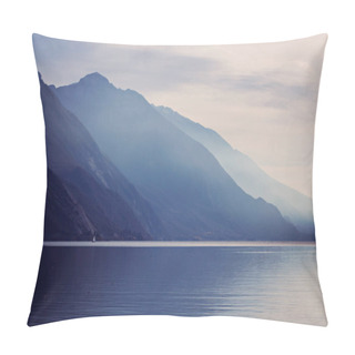 Personality  Foggy Mountains Near Lake Garda Italy With Blue Clouds On Sky Pillow Covers