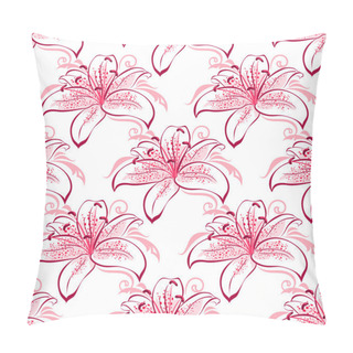 Personality  Pink And Purple Lilies Seamless Pattern Pillow Covers