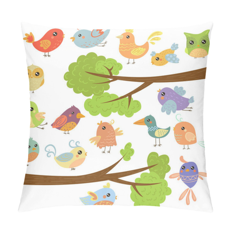 Personality  Birds On Different Branches. Vector Illustration Pillow Covers
