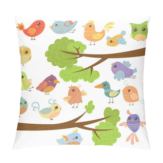 Personality  Birds On Different Branches. Vector Illustration Pillow Covers