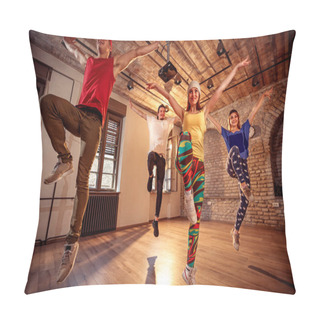 Personality  Group Of Professional Dancer Training Modern Dances In Studio Pillow Covers