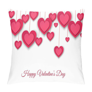 Personality  Valentines Day  Background With Hanging  Pink Paper Hearts. Pillow Covers