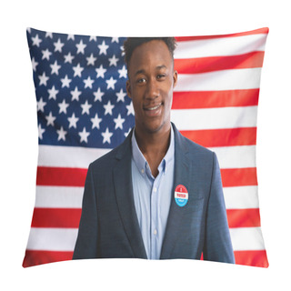 Personality  African American Patriot Man Pinned Vote Button On Suit Pillow Covers