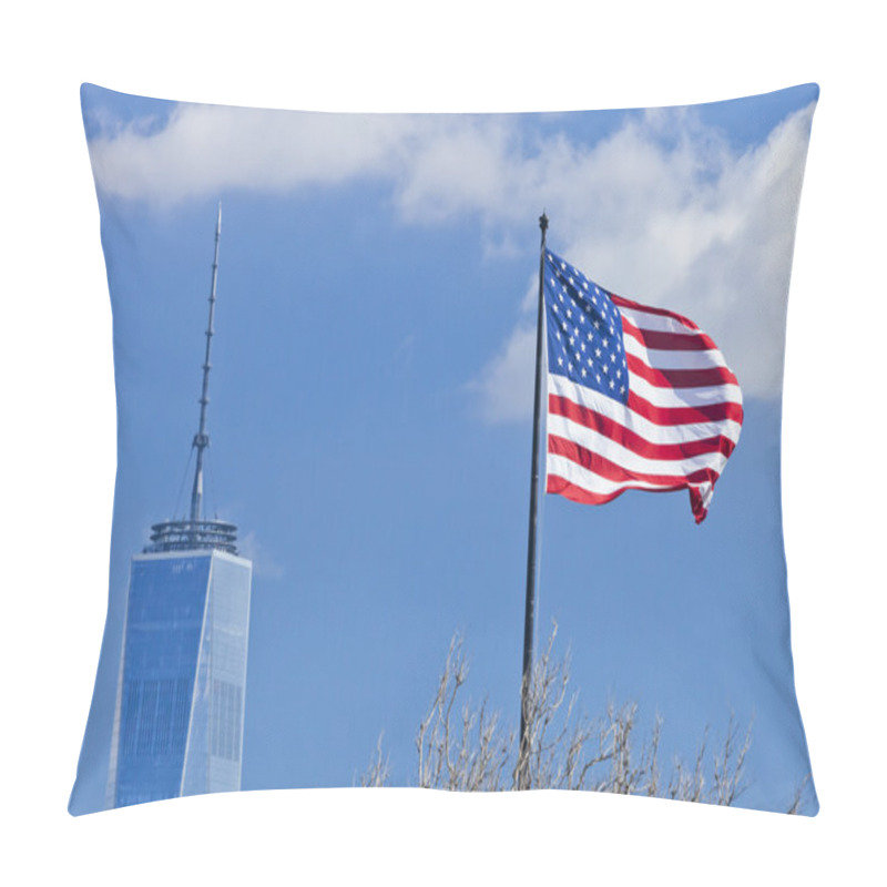 Personality  New York, USA-Freedom Tower in Lower Manhattan and US Flag pillow covers