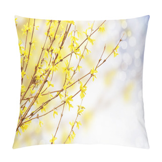 Personality  Spring Bright Yellow Of Blooming Forsythia Bokeh Pillow Covers