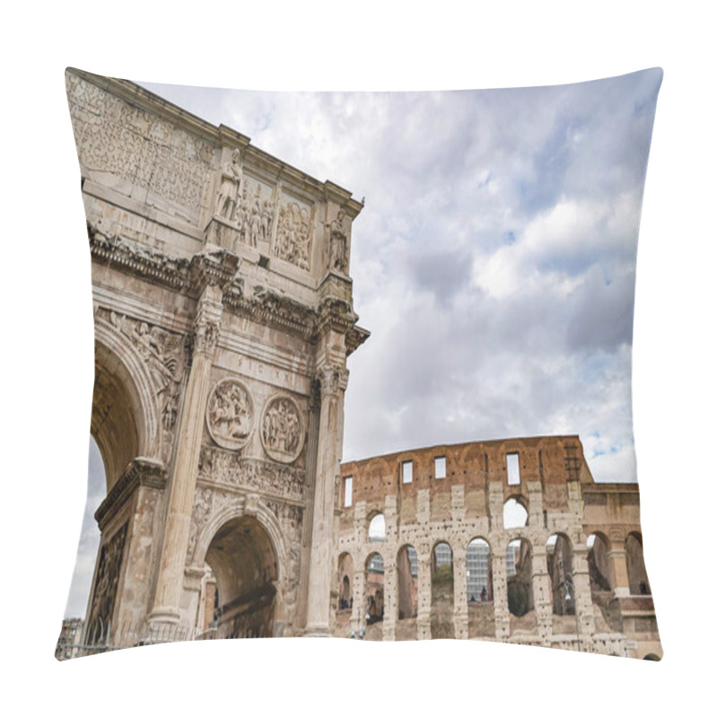 Personality  arch of titus near ancient colosseum in rome pillow covers