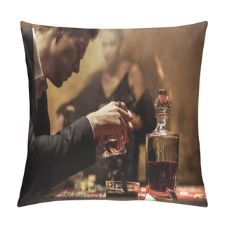 Personality  Man Drinking Whisky Pillow Covers
