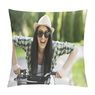 Personality  Woman With Bicycle Pillow Covers