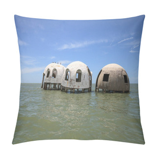 Personality  Blue Sky Over The Cape Romano Dome House Ruins In The Gulf Coast Of Florida Pillow Covers