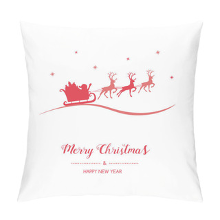 Personality  Christmas Wishes With Hand Drawn Santa Claus And Reindeers. Vector. Pillow Covers