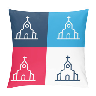 Personality  Big Church Blue And Red Four Color Minimal Icon Set Pillow Covers
