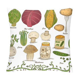 Personality  Hand Drawn Vegetable Set 4 Pillow Covers