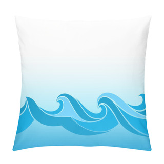 Personality  Blue Background With Stylized Waves Pillow Covers