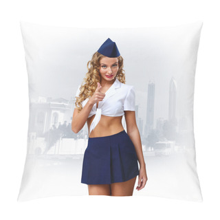 Personality  Woman Retro Style With Stewardess Cap Pillow Covers