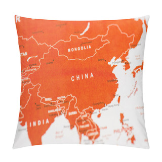 Personality  Close Up Of Map With Different Countries  Pillow Covers