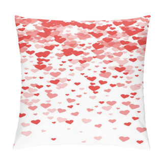 Personality  Sprinkled Hearts Valentine Template. Red Hearts Scattered On White Background. Festive Sprinkled Hearts Vector Illustration. Pillow Covers