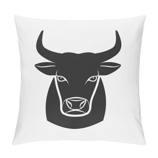 Personality  Bull Head Black Silhouette. Farm Animal Icon Pillow Covers