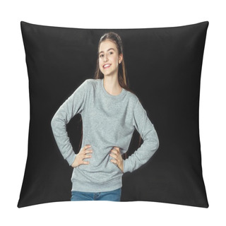 Personality  Girl Standing With Arms Akimbo Pillow Covers