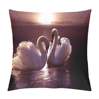 Personality  Loving Swans Forming A Heart Pillow Covers