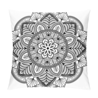 Personality  Mandala, Zentangle Inspired Illustration, Black And White Pillow Covers