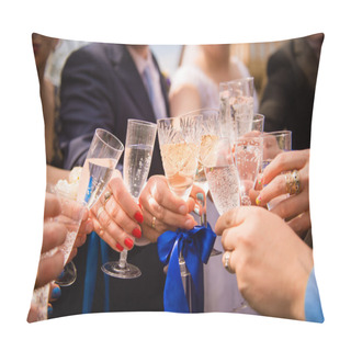 Personality  Cheers! Friends Celebrating A Wedding  Party And Clinckind Glass Pillow Covers