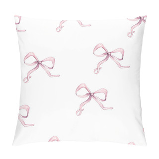 Personality  Watercolor Provence Cute Pink Bow Seamless Pattern. Isolated On White Background. Hand Drawn Illustration. For Valentine Or Birthday Cards, Linen, Textile, Save The Date, Greetings Design, Wedding Pillow Covers