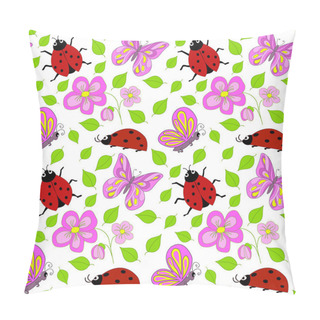 Personality  Floral Pattern With  Butterflies And Ladybugs Pillow Covers