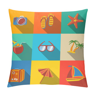 Personality  Summer Holidays Modern Flat Icons Pillow Covers