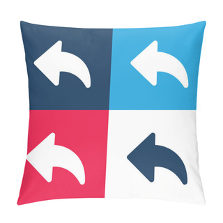 Personality  Backward Blue And Red Four Color Minimal Icon Set Pillow Covers