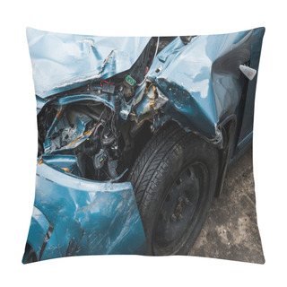 Personality  Selective Focus Of Crashed Automobile After Car Accident  Pillow Covers
