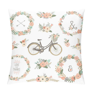 Personality  Vintage Flower Bicycles Pillow Covers