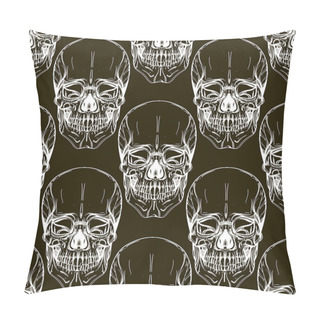 Personality  Seamless Pattern With Human Skulls For Wallpapers, Textiles And Other Items Pillow Covers