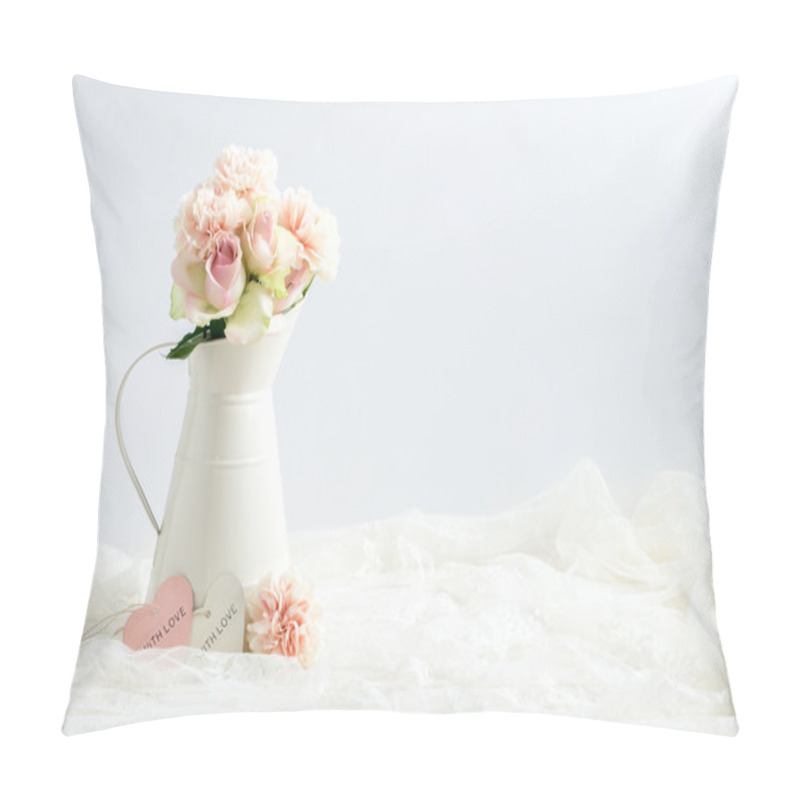 Personality  Styled Stock Image Of Flowers In A Cream Jug Pillow Covers