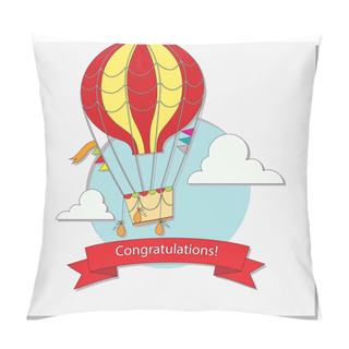 Personality  Greeting Card With Hot Air Balloon And Clouds Pillow Covers