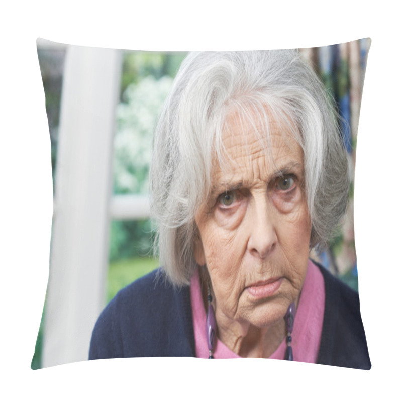 Personality  Head And Shoulders Portrait Of Angry Senior Woman At Home Pillow Covers