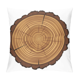 Personality  Cross Section Of Tree Stump Isolated On White Background, Vector Eps 10 Illustration. Pillow Covers
