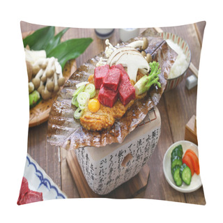 Personality  Charcoal Grilled Hida Beef On Hoba Miso, Japanese Local Dish Pillow Covers