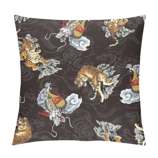 Personality  Pattern Tiger And Dragon Pillow Covers
