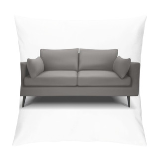 Personality  3d Realistic Vector Gray Sofa, Couch On A White Background. Isolated. Pillow Covers