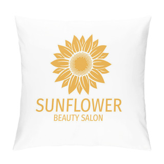 Personality  Yellow Sunflower Vector Logo Design Template Concept In White Background Pillow Covers